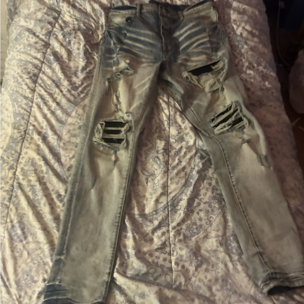 AMIRI Light Blue Denim with Black Label